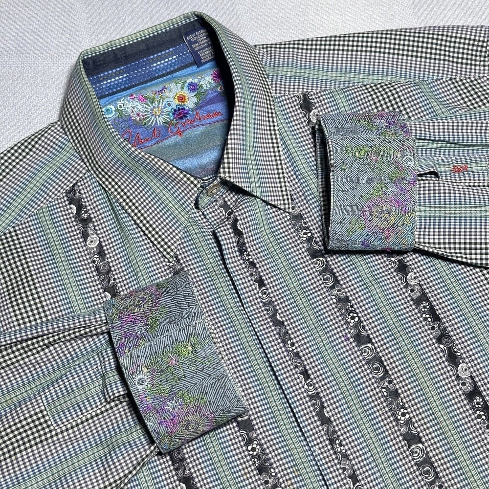 Robert Graham Men's Button-Down Shirt in Black, White, Green, price is firm